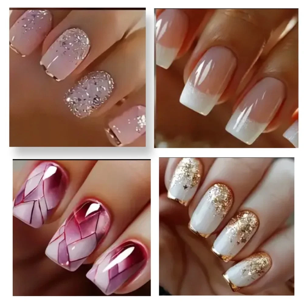 (New in package)96 Pc Short Square French Tip Nails